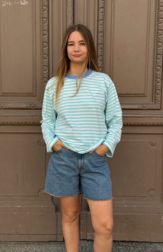 Dryžuoti marškinėliai ilgomis rankovėmis